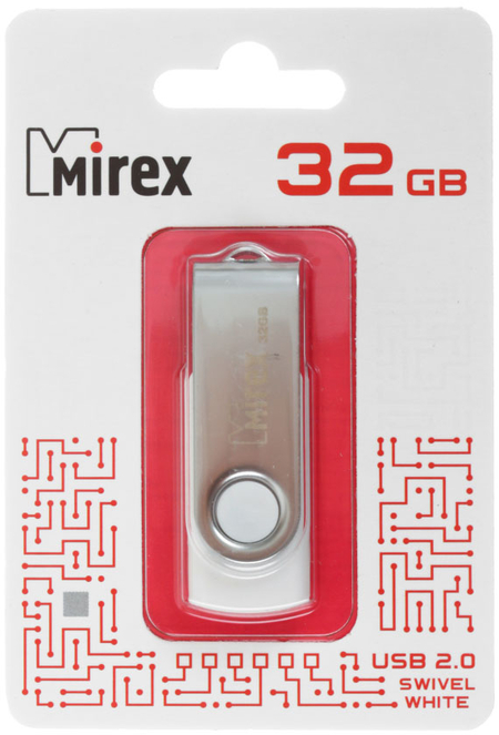 Флэш-накопитель Mirex Swivel (2.0), 32Gb, корпус белый