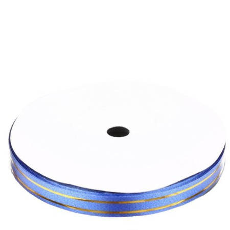 Лента упаковочная декоративная Winter Wings, 10 мм*50 м, синяя с золотистыми полосками Лента упаковочная декоративная Winter Wings, 10 мм*50 м, синяя с золотистыми полосками