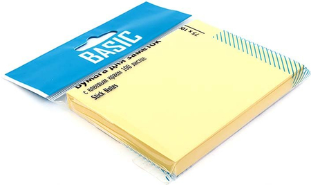 Бумага для заметок с липким краем Basic, 75*100 мм, 1 блок*100 л., желтая Бумага для заметок с липким краем Basic, 75*100 мм, 1 блок*100 л., желтая
