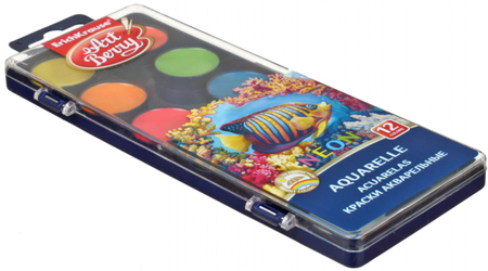 Акварель ErichKrause ArtBerry Neon, 12 цветов, в пластиковой коробке, без кисти Акварель ErichKrause ArtBerry Neon, 12 цветов, в пластиковой коробке, без кисти