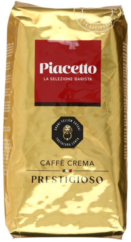 Кофе натуральный в зернах Piacetto Prestigioso , 1000 г, Caffe Crema, среднеобжаренный