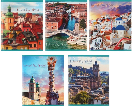 Тетрадь общая А5, 80 л. на скобе «Европейские каникулы», 165*200 мм, клетка, ассорти Тетрадь общая А5, 80 л. на скобе «Европейские каникулы», 165*200 мм, клетка, ассорти