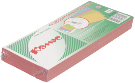 Разделители для папок-регистраторов картонные «Комус», 240*105 мм, 100 шт., розовые