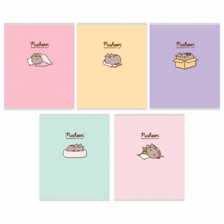 Тетрадь общая А5, 48 л. на скобе Pusheen, 163*202 мм, клетка, ассорти