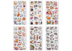 Наклейки зефирные полимерные многоразовые Funster, 18×9,5 см, «Котики», ассорти
