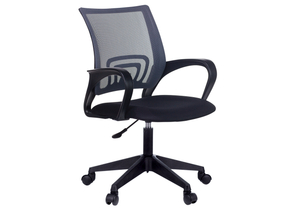Кресло офисное «Бюрократ» для персонала (пластиковая крестовина), спинка — сетка темно-серая TW-04, сиденье — ткань черная TW-11