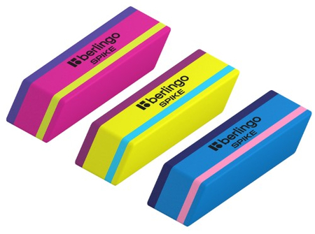 Ластик Berlingo Spike, 50*18*9 мм, ассорти