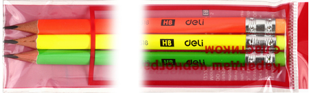 Набор карандашей чернографитных Deli Neon, 3 шт., твердость грифеля ТМ, с ластиком, корпус ассорти Набор карандашей чернографитных Deli Neon, 3 шт., твердость грифеля ТМ, с ластиком, корпус ассорти