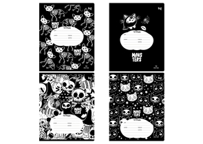 Тетрадь школьная А5, 12 л. на скобе BG Monsters, 165×205 мм, клетка, ассорти Тетрадь школьная А5, 12 л. на скобе BG Monsters, 165×205 мм, клетка, ассорти
