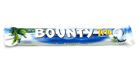 Конфета Bounty, 82,5 г, Trio, с мякотью кокоса Конфета Bounty, 82,5 г, Trio, с мякотью кокоса