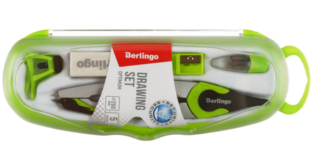 Готовальня Berlingo Optimum, 5 предметов, зеленый Готовальня Berlingo Optimum, 5 предметов, зеленый