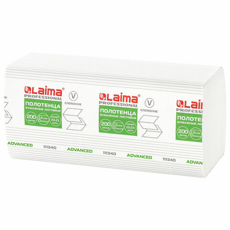 Полотенца бумажные Laima Professional Advanced (в пачке), 1 пачка, ширина 230 мм, белые Полотенца бумажные Laima Professional Advanced (в пачке), 1 пачка, ширина 230 мм, белые