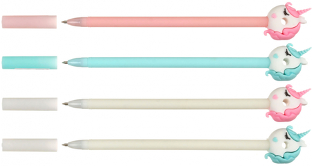 Ручка шариковая Meshu с топпером, Sweetheart Unicorn, корпус ассорти, стержень синий