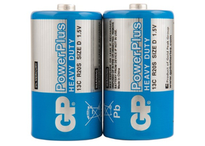 Батарейки солевые GP PowerPlus, D, R20, 1.5V, 2 шт.