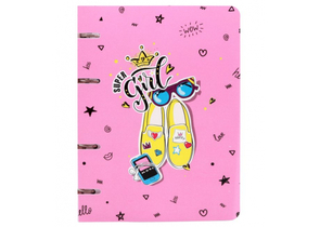 Тетрадь общая А5, 80 л. на кольцах «ПандаРог», 160×215 мм, клетка, «СуперДевочка»