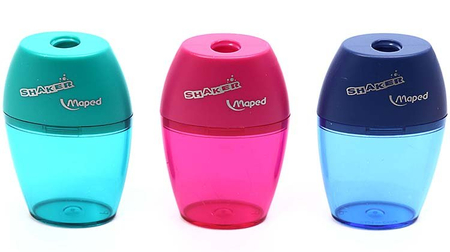 Точилка пластиковая Shaker, 1 отверстие, с контейнером, ассорти (цена за 1 шт.)
