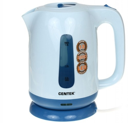 Электрочайник Centek CT-0044, пластик, голубой