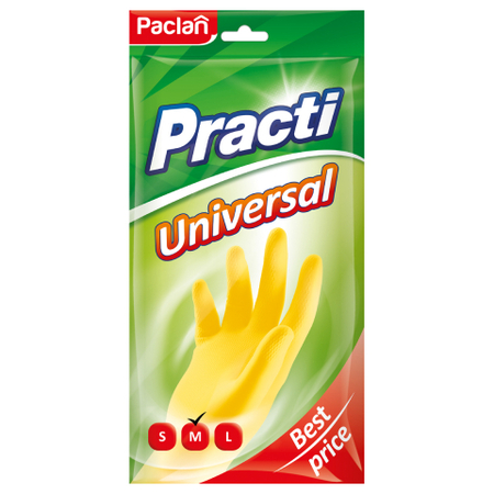 Перчатки хозяйственные с хлопковым напылением Practi Universal, размер M, желтые