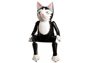 Сувенир деревянный «Кошка. Висячие лапки», 4,5×9×25 см, черно-белый