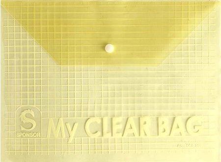 Папка-конверт пластиковая на кнопке My Clear Bag, толщина пластика 0,18 мм, прозрачная цветная (ассорти) 