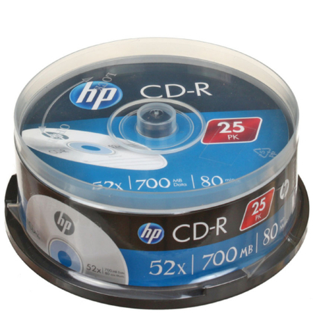 Компакт-диск CD-R HP, 52x, 25 шт., в тубе