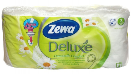 Бумага туалетная Zewa Deluxe, 8 рулонов, ширина 95 мм, Camomile 