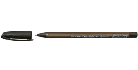 Ручка шариковая одноразовая Luxor InkGlide 100 Icy, корпус черный, стержень черный
