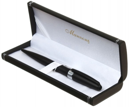 Ручка подарочная шариковая Manzoni Conti, корпус — черный матовый металл Ручка подарочная шариковая Manzoni Conti, корпус — черный матовый металл