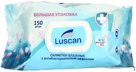 Салфетки влажные Luscan, 150 шт., «Антибактериальные» Салфетки влажные Luscan, 150 шт., «Антибактериальные»