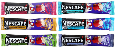 Кофе растворимый Nescafe 3в1, 16 г, «Студенческий микс», в стике