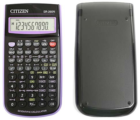 Калькулятор научный 10+2 разрядов Citizen SR-260N, черный с пурпурным