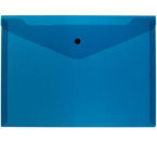 Папка-конверт пластиковая на кнопке Attache, толщина пластика 0,18 мм, прозрачная синяя