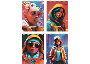 Блокнот на гребне BG А5, 145×200 мм, 60 л., клетка, Important Girl, ассорти