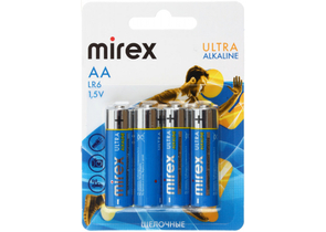 Батарейки щелочные Mirex Ultra Alkaline, AA, LR6, 1.5V, 4 шт. в блистере