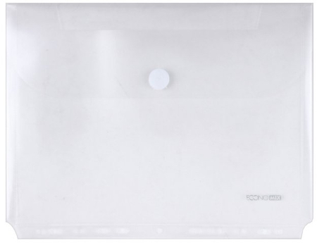 Папка-конверт пластиковая на липучке с перфорацией Economix А4+, толщина пластика 0,18 мм, горизонтальная, прозрачная 