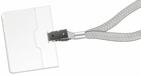 Бейдж на тесьме с клипом Durable, 60*90 мм, серый шнур