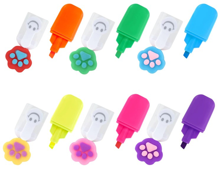 Набор маркеров-текстовыделителей Funster «Лапки», 6 цветов, неон, с топперами