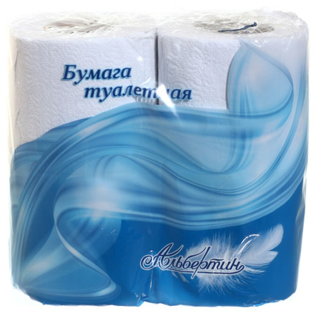 Бумага туалетная «Альбертин», 4 рулона, ширина 90 мм, белая Бумага туалетная «Альбертин», 4 рулона, ширина 90 мм, белая