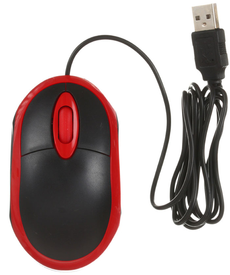 Мышь компьютерная Sh. SH06, USB, проводная, черно-красная