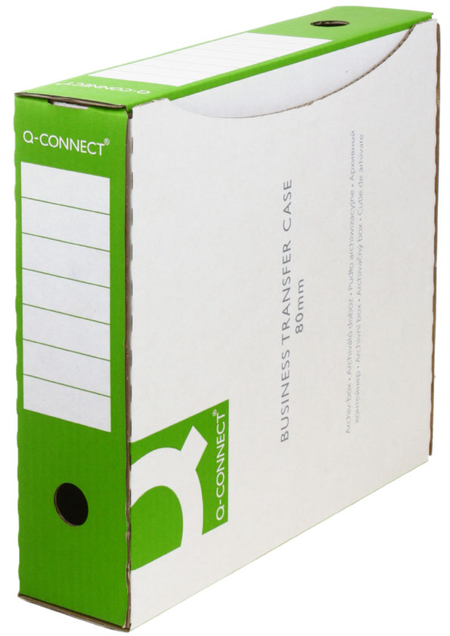Короб архивный из гофрокартона Q-Connect, корешок 80 мм, 335*80*295 мм, зеленый
