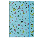 Книжка записная на резинке «Котики и листочки» (А5), 140×210 мм, 80 л., линия, голубая