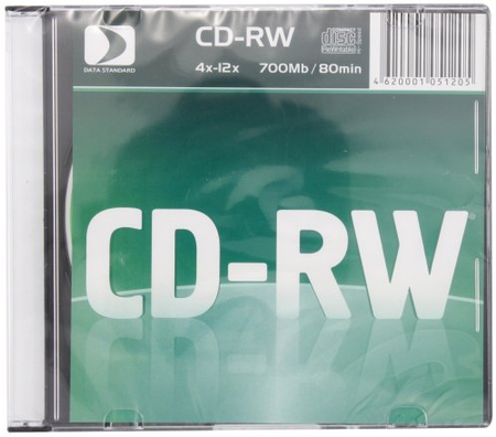 Компакт-диск CD-RW Data Standard, 4-12x, Slim Case