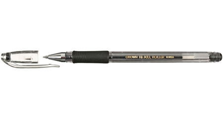 Ручка гелевая Crown Hi-Jell Grip, корпус прозрачный, стержень черный