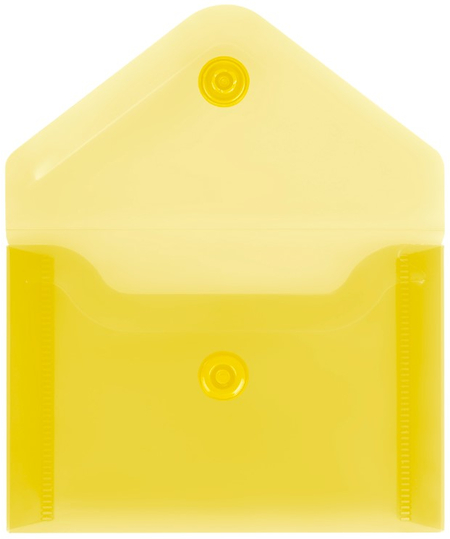 Папка-конверт пластиковая на кнопке «Стамм» А7, толщина пластика 0,15 мм, прозрачная желтая