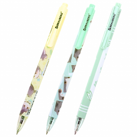 Ручка шариковая автоматическая Brauberg Cute, «Милые коты», корпус ассорти, стержень синий Ручка шариковая автоматическая Brauberg Cute, «Милые коты», корпус ассорти, стержень синий