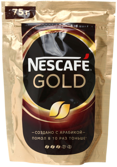 Кофе молотый в растворимом Nescafe Gold , 75 г, в пакете