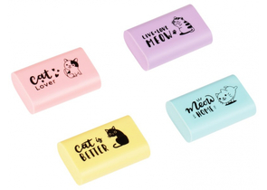 Ластик Meshu, 37×24×11 мм, Live, Love, Meow, ассорти