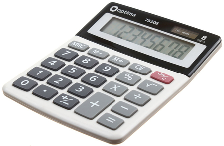 Калькулятор 8-разрядный Optima 75508 компактный, серый