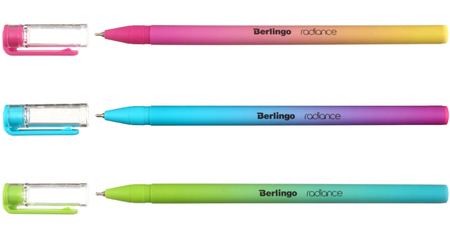 Ручка шариковая Berlingo Radiance, корпус ассорти, стержень синий (в пакете с европодвесом)