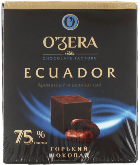 Шоколад O'Zera горький, 90 г, Ecuador, 75%, «Ароматный и деликатный»